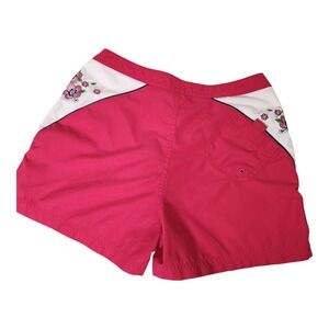 Limited Too Pink Floral Hibiscus Board Shorts Y2K Sequin Swim Trunks Girls 16